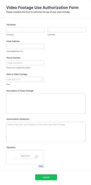 Video Footage Use Authorization Form Template