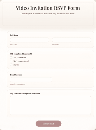Video Invitation RSVP Form Template