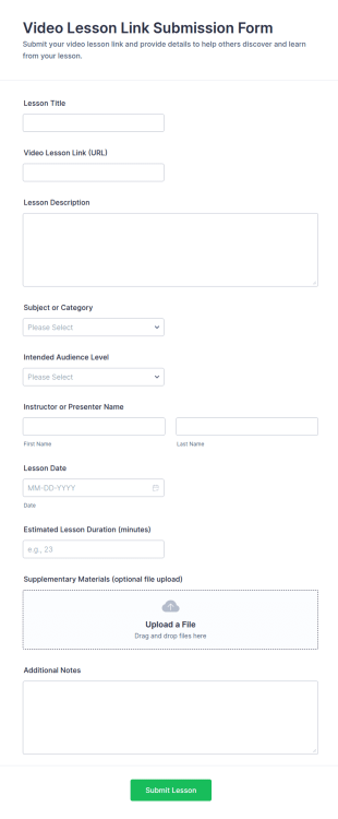 Video Lesson Link Submission Form Template