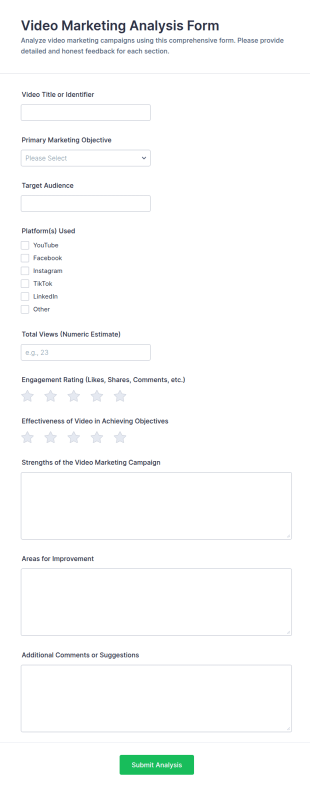 Video Marketing Analysis Form Template