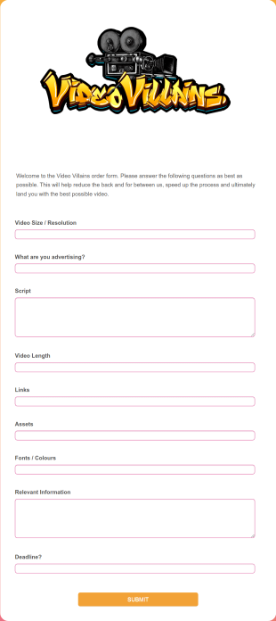 Video Order Form Template