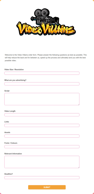 Video Order Form Template