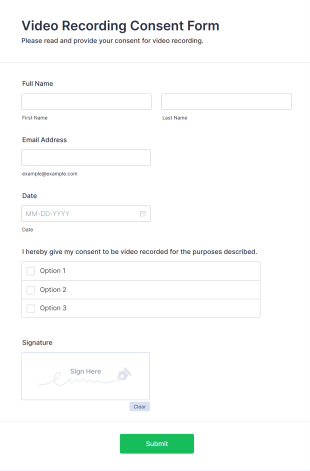 Video Recording Consent Form Template