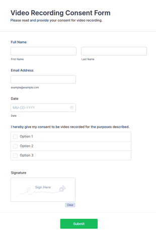 Video Recording Consent Form Template