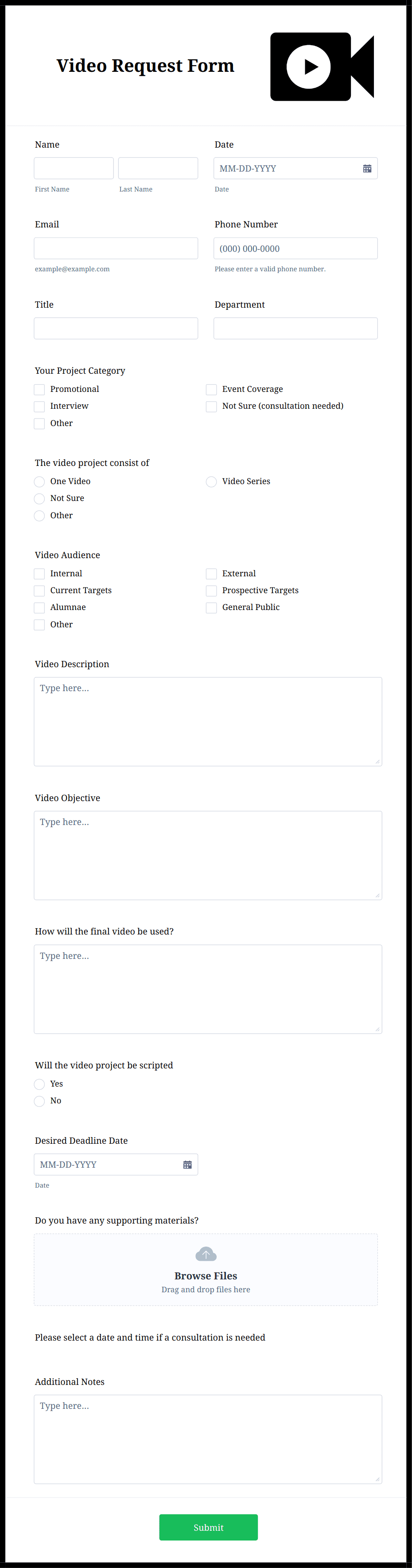 Video Request Form Template | Jotform