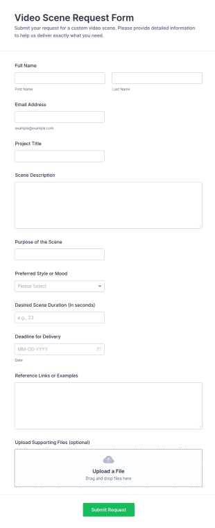 Video Scene Request Form Template