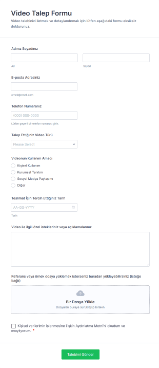 Video Talep Form Template