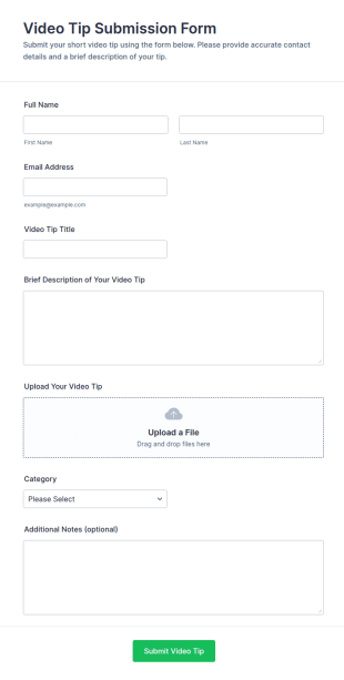 Video Tip Submission Form Template