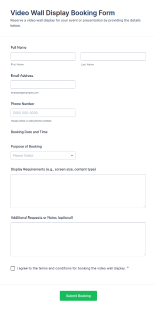 Video Wall Display Booking Form Template