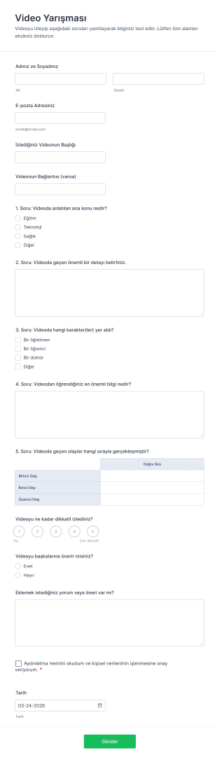 Video Yarışması Form Şablonu