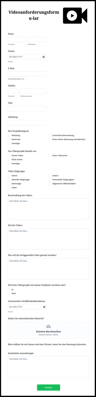 Videoanforderungsformular