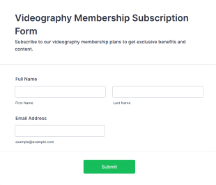 Videography Membership Subscription Form Template