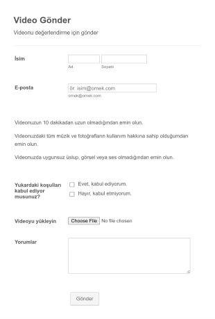 Videolu Başvuru Form Şablonu