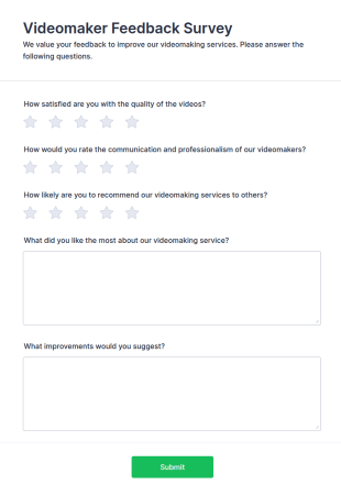 Videomaker Feedback Survey Form Template