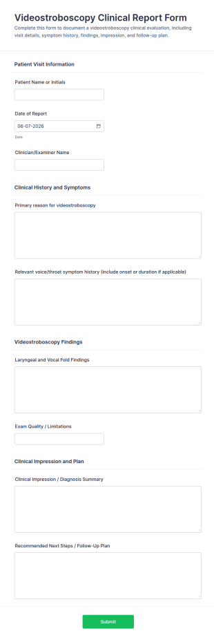 Videostroboscopy Clinical Report Form Template