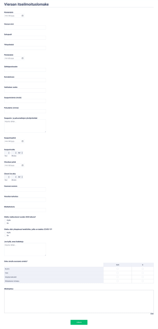 Vieraan COVID 19 Itseilmoituslomake Form Template