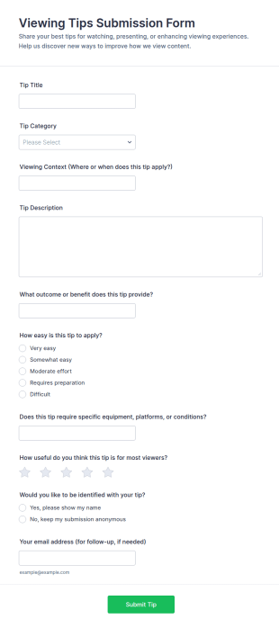 Viewing Tips Submission Form Template