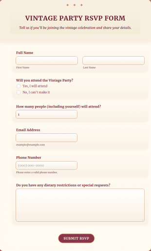 Vintage Party RSVP Form Template