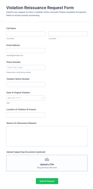 Violation Reissuance Request Form Template