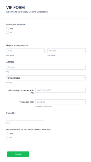 VIP Form Template