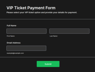 VIP Ticket Payment Form Template