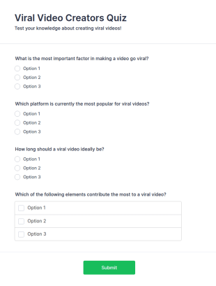 Viral Video Creators Quiz Form Template
