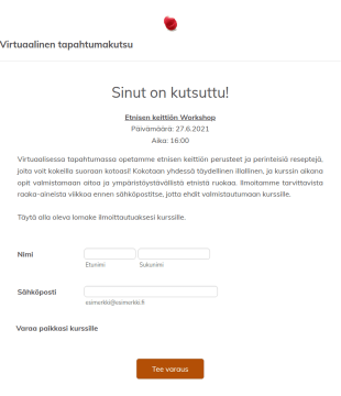 Virtuaalinen Tapahtumakutsu