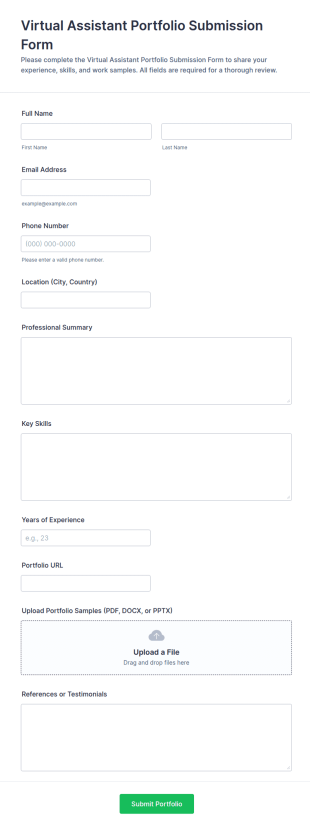 Virtual Assistant Portfolio Submission Form Template