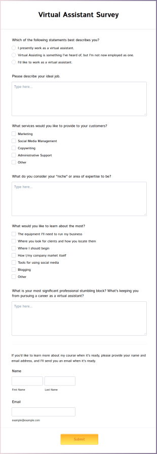 Virtual Assistant Survey Form Template