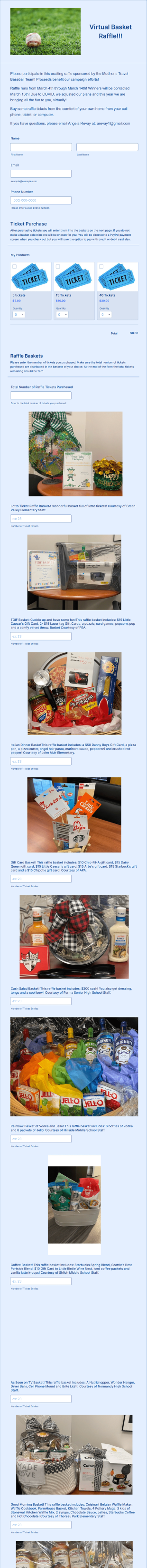 Virtual Basket Raffle Form Template