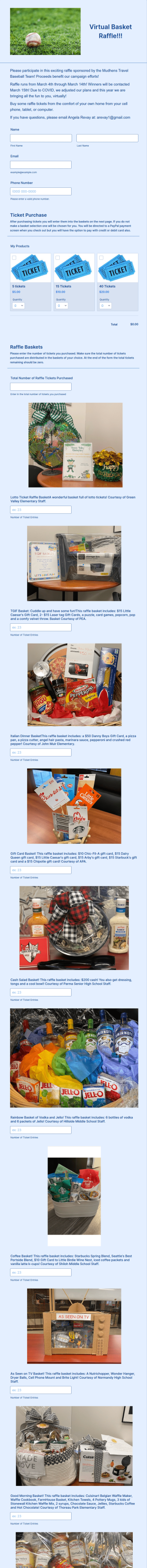 Virtual Basket Raffle Form Template
