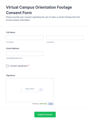 Virtual Campus Orientation Footage Consent Form Template