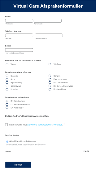 Virtual Care Afsprakenformulier Form Template