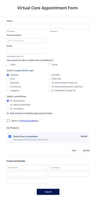 Virtual Care Appointment Form Template