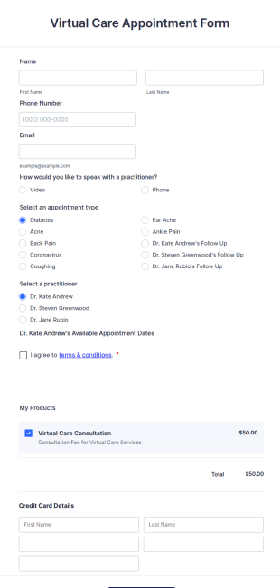 Virtual Care Appointment Form Template