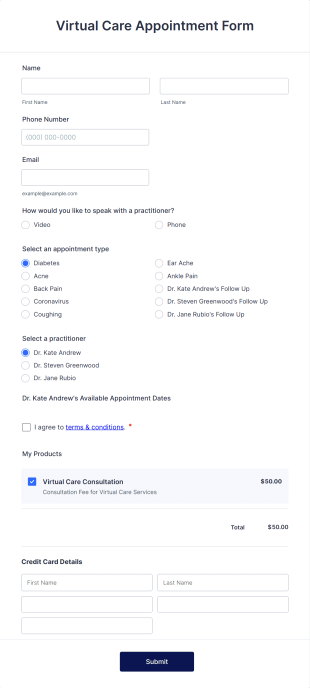 Virtual Care Appointment Form Template