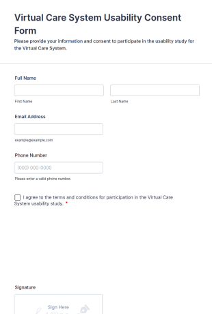 Virtual Care System Usability Consent Form Template