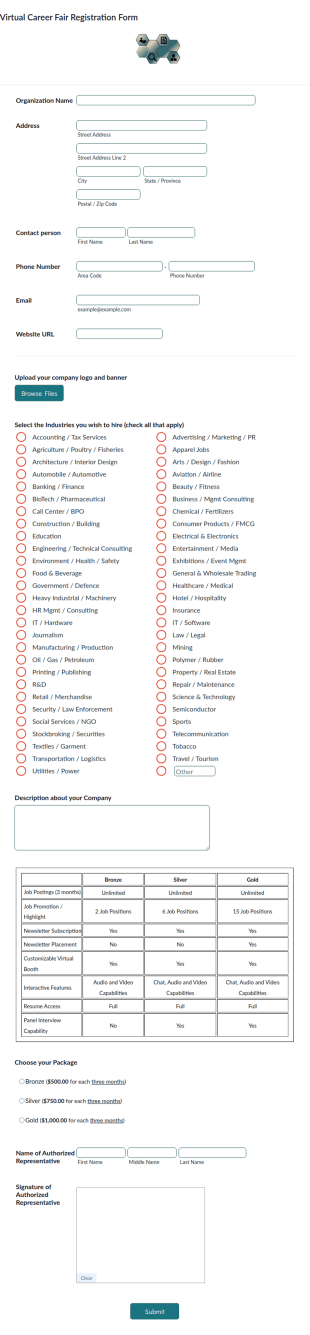 Virtual Career Fair Registration Form Template