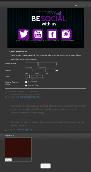 Beauty Salon Check In Form Template