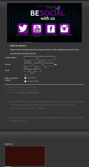 Beauty Salon Check In Form Template