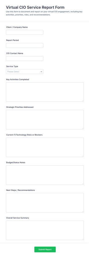 Virtual CIO Service Report Form Template