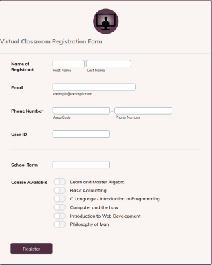 Virtual Classroom Registration Form Template