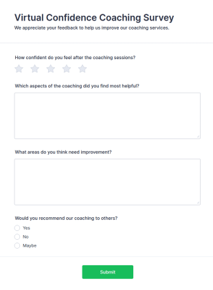 Virtual Confidence Coaching Survey Form Template