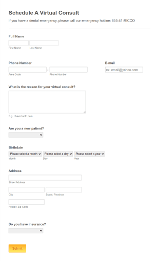 Virtual Consult Form Template