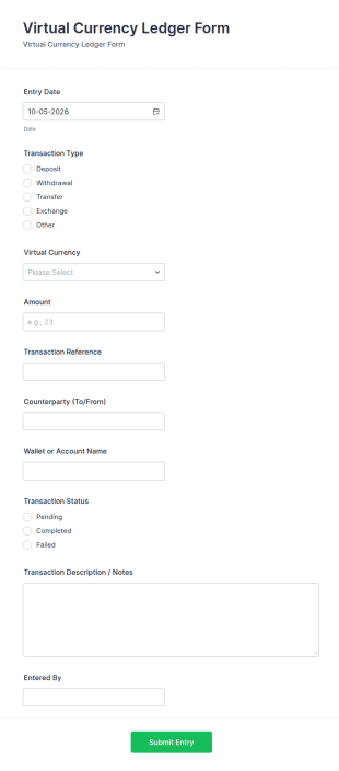 Virtual Currency Ledger Form Template