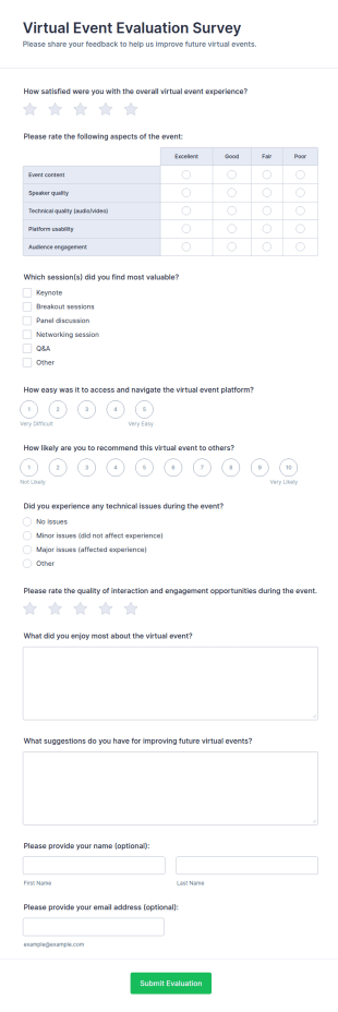 Virtual Event Evaluation Survey Form Template