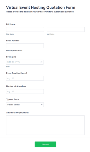 Virtual Event Hosting Quotation Form Template