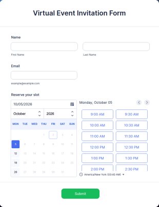 Virtual Event Invitation Form Template