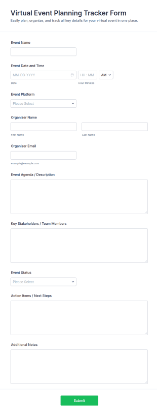 Virtual Event Planning Tracker Form Template