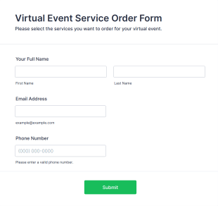 Virtual Event Service Order Form Template